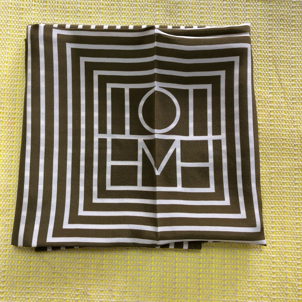 Toteme Brown and White Geometric Logo Silk Scarf